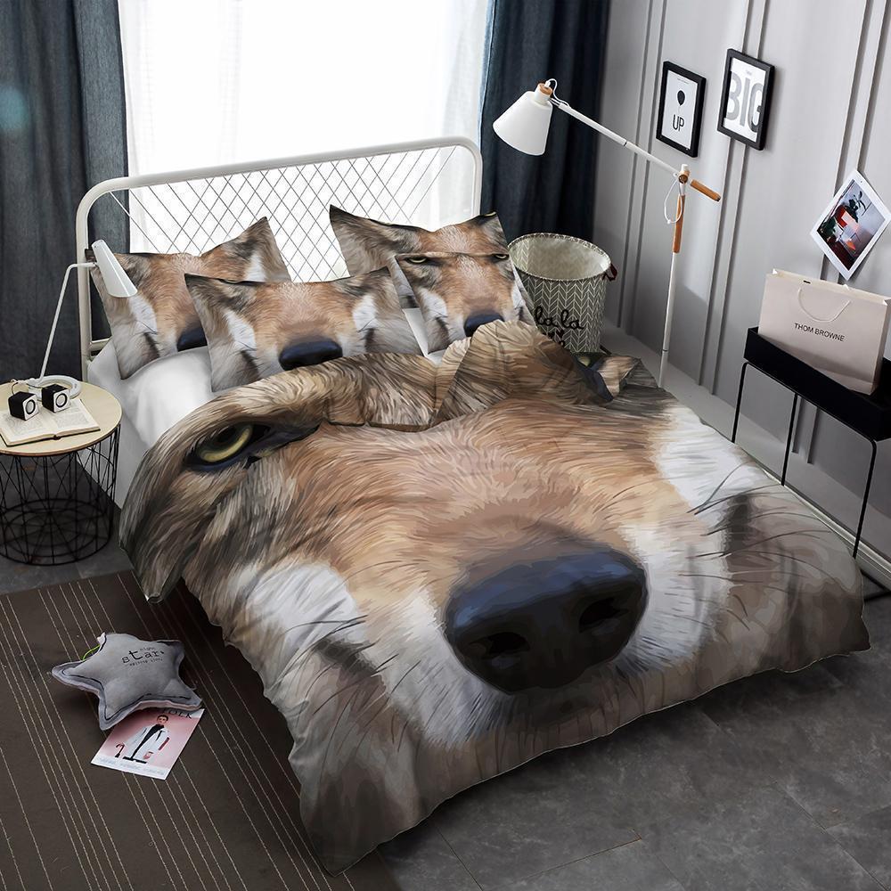3d Wolf Pattern Print Bed Cover Luxury 3 Pieceet King Allizes3D Customized Duvet Cover Bedding Sets