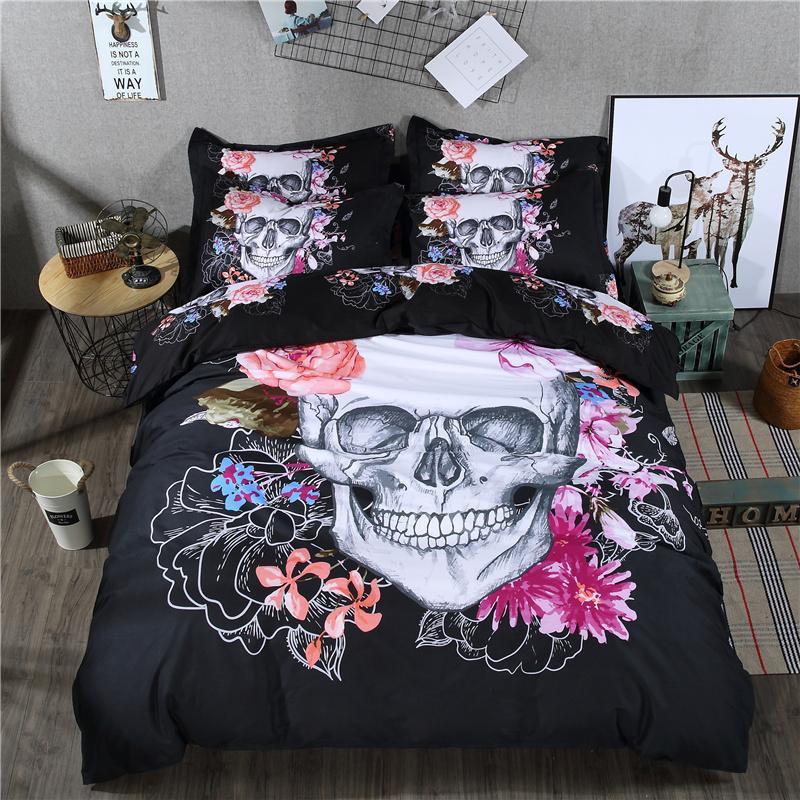 3Dkeleton blackkull death’shead design cover 3D Customized Duvet Cover Bedding Sets