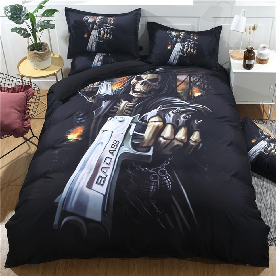 3Dkull And Gun Twin Full Queen Kingize3D Customized Duvet Cover Bedding Sets