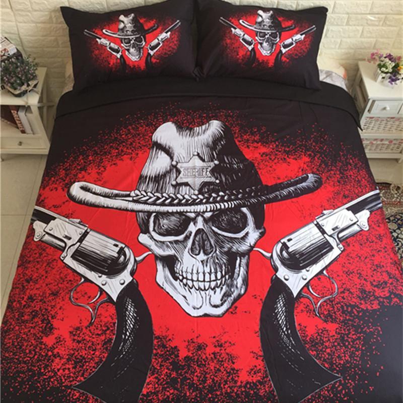3Dkull heet Gun Europetyle Black And Red Queen/Kingize3D Customized Duvet Cover Bedding Sets