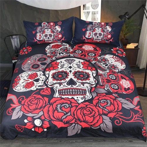 3Dkull with Flowersugarkull3D Customized Duvet Cover Bedding Sets