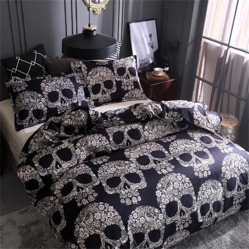 3Dkull,Digital Printing Day of the Deadugarkull with Floral 3Piece 3D Customized Duvet Cover Bedding Sets