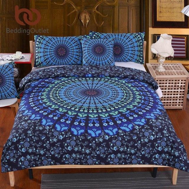 5pcs Bed in a Bag Twin Full Queen King Blue Mandala Quilt Cover Exotic Pattern Home Textiles3D Customized Duvet Cover Bedding Sets