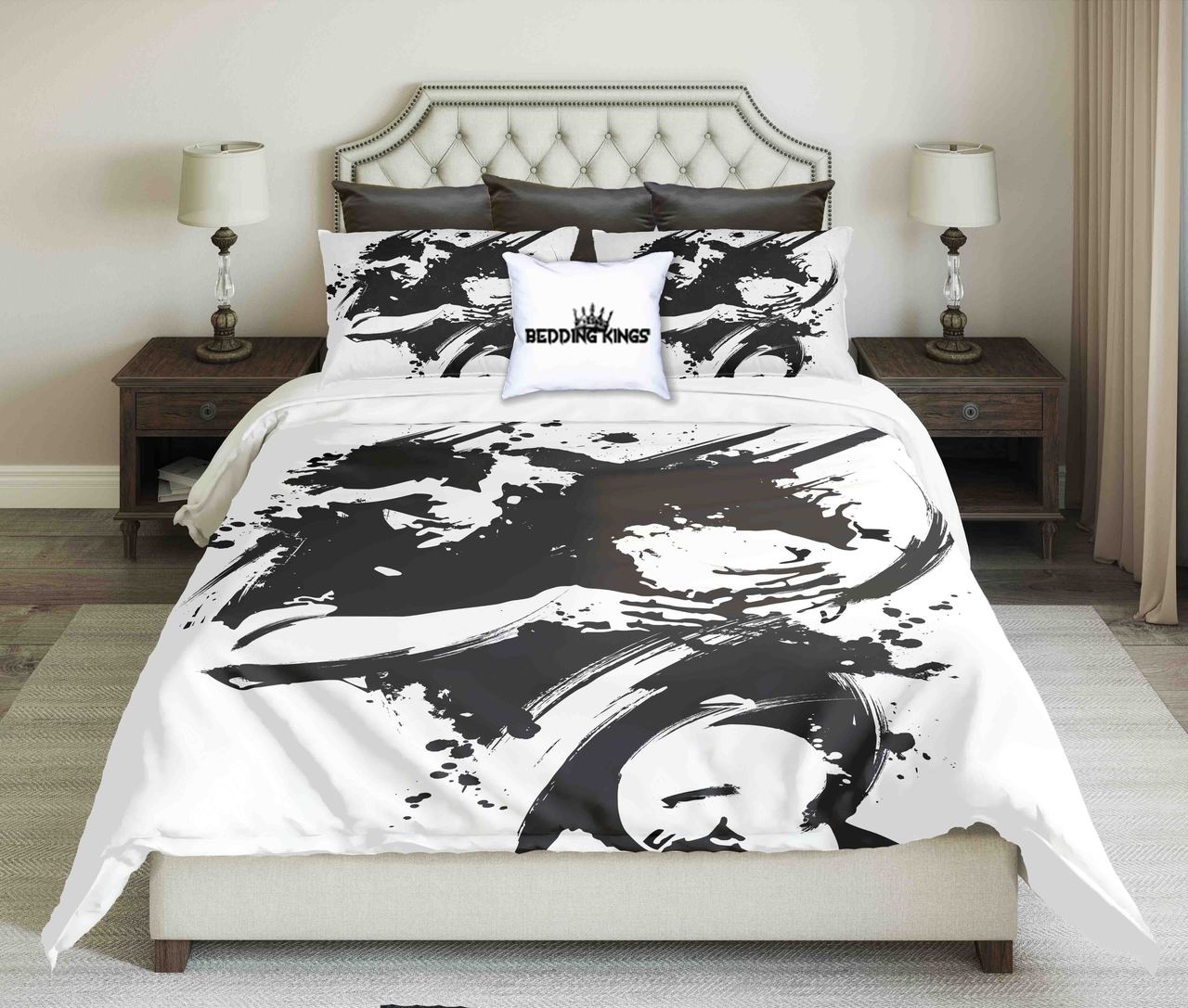 Abstract Black White Rugby Player design | kings3D Customized Duvet Cover Bedding Sets