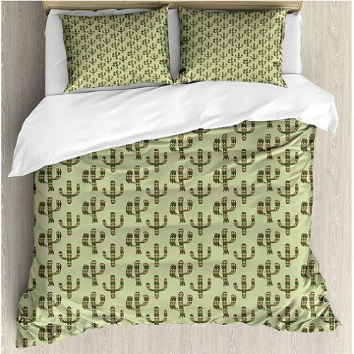 Abstract Chevron Cactus Duvet Cover Set
