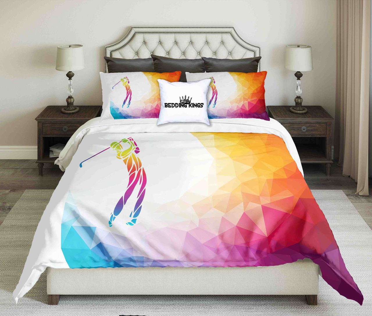 Abstract Colourful Golf Player Design | kings3D Customized Duvet Cover Bedding Sets