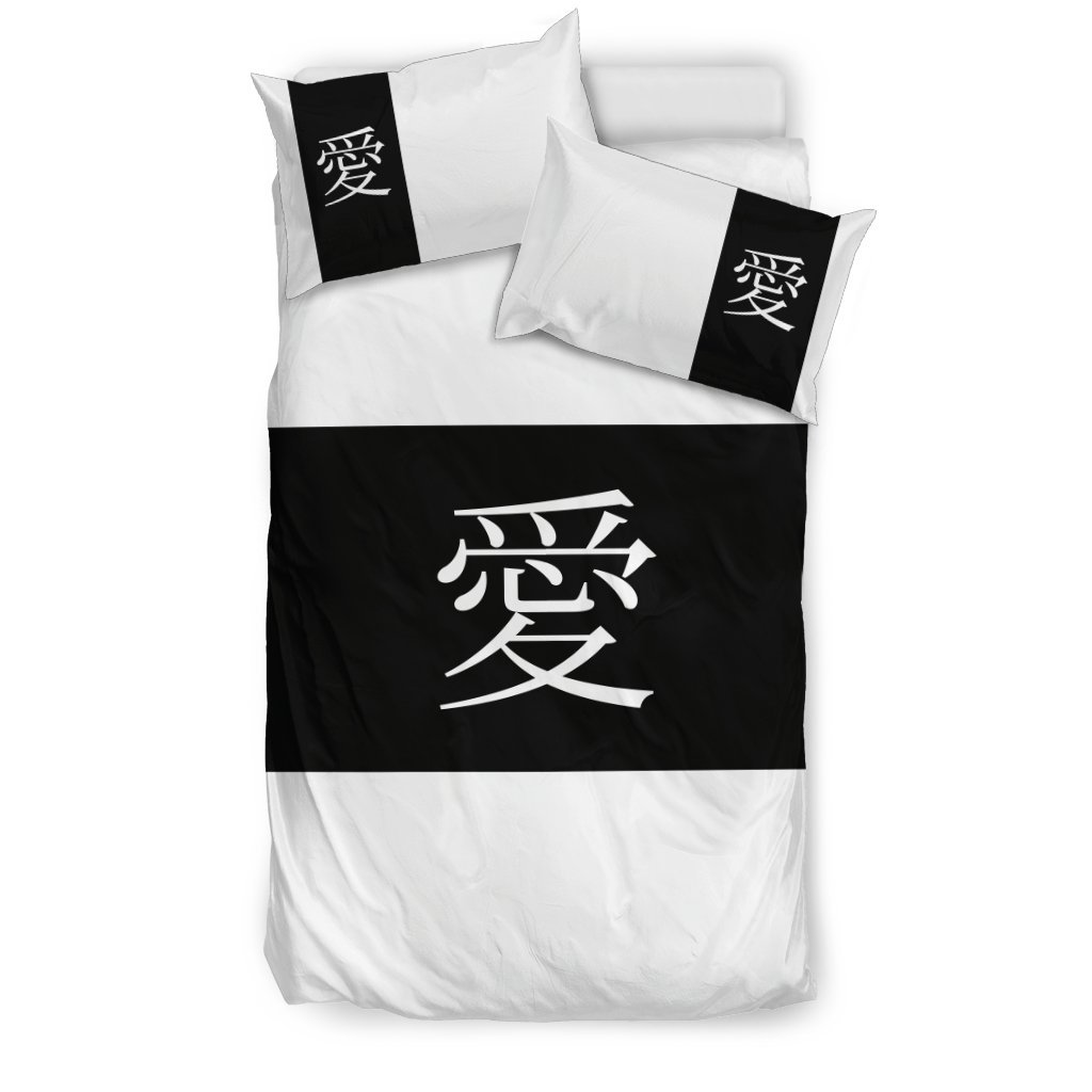 Ai (Love) on Black3D Customized Duvet Cover Bedding Sets