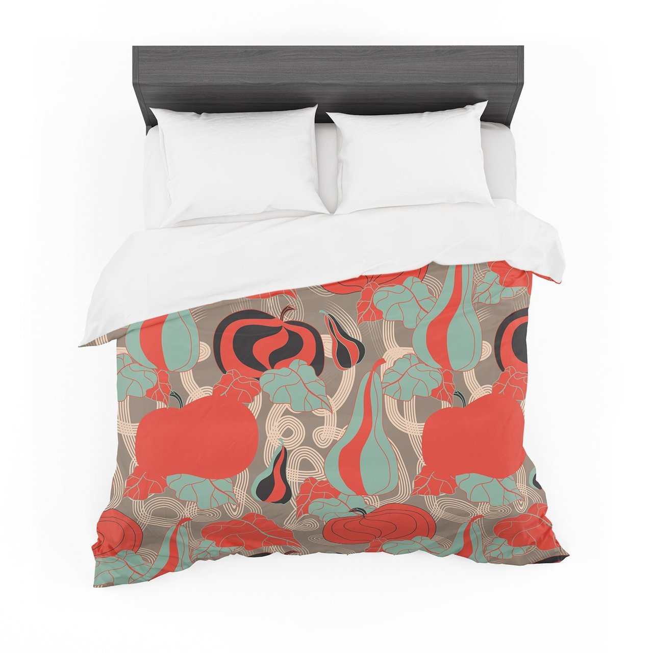 Akwaflorell ‘It’s Pumpkin Time’ Red Teal Featherweight3D Customized Duvet Cover Bedding Sets