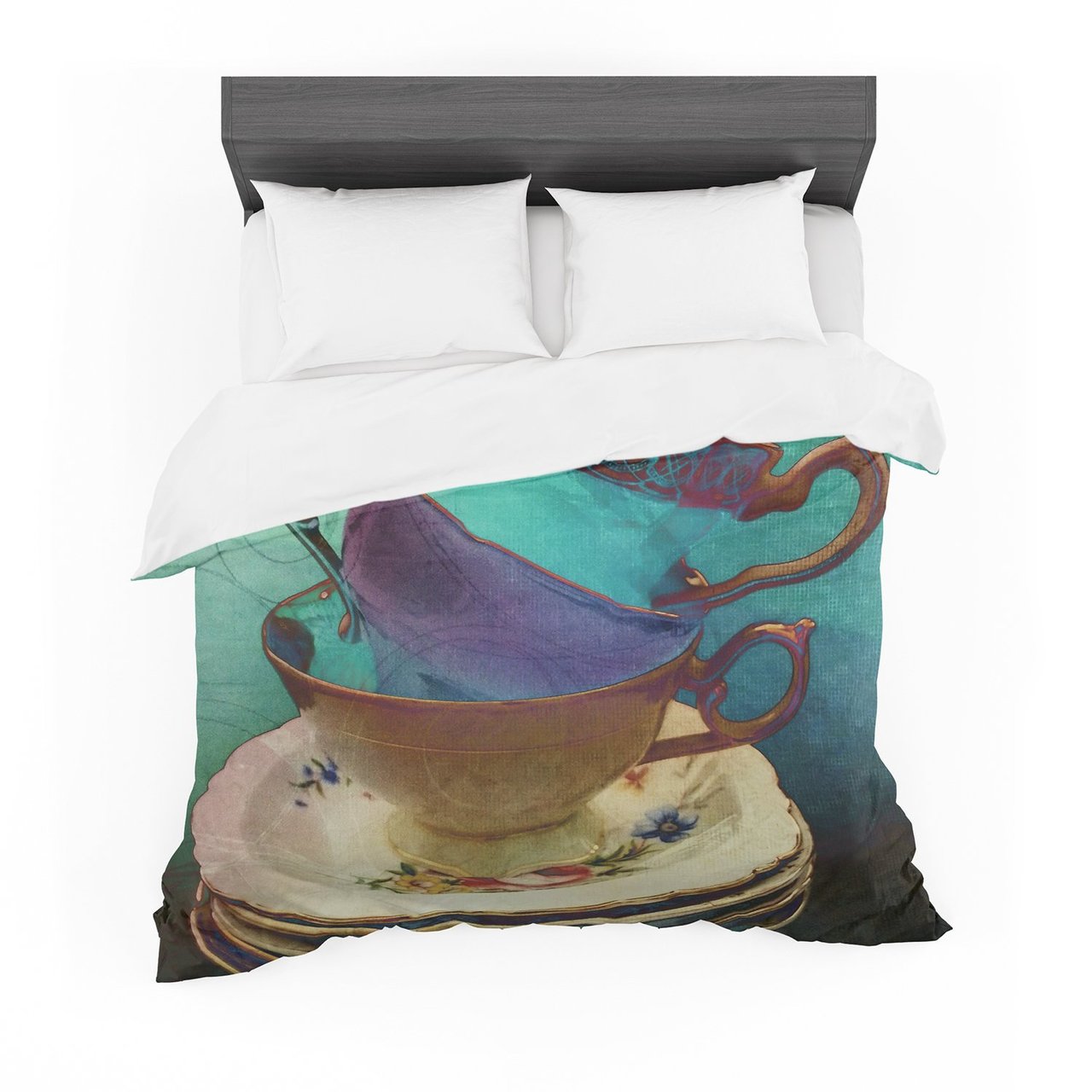 alyZen Moonshadow ‘Mad Hatters TParty I’ Turquoise Featherweight3D Customized Duvet Cover Bedding Sets