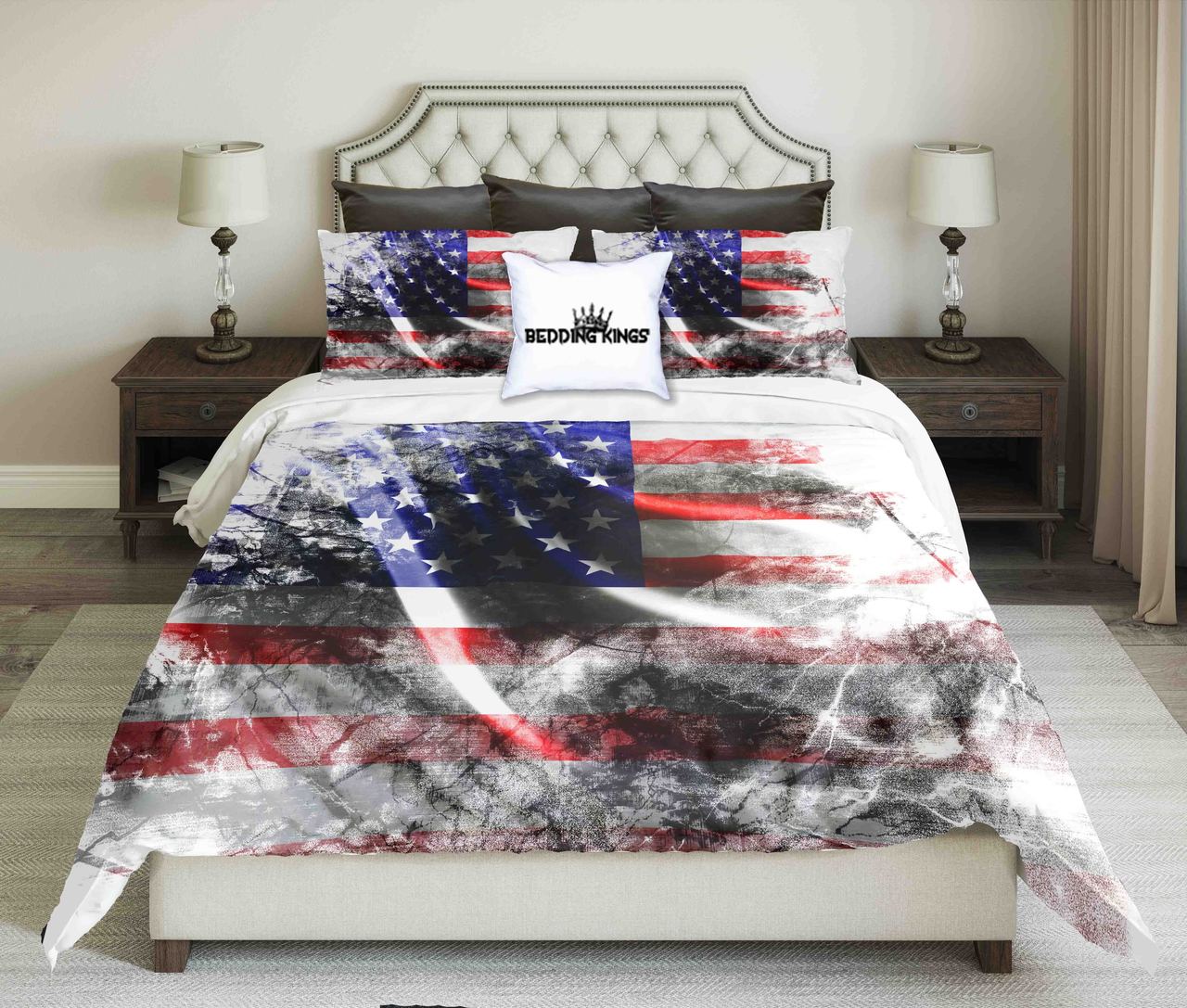 American Flag Background With Grunge Touch Design | kings3D Customized Duvet Cover Bedding Sets