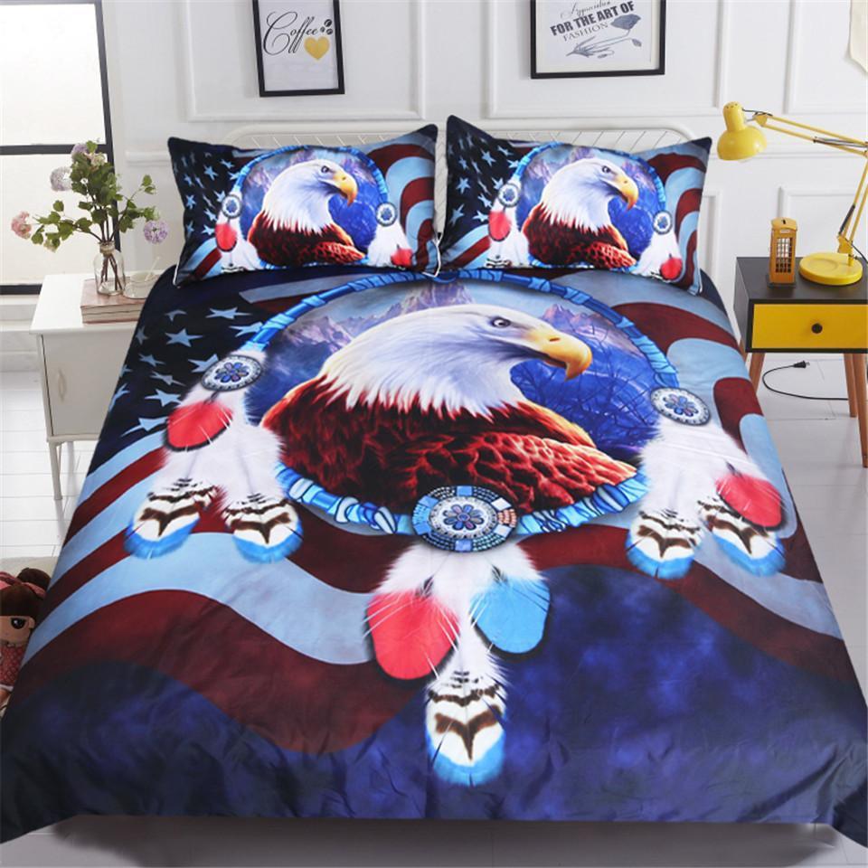 American Flag Bald Eagle Dreamcatcher Bedding Set