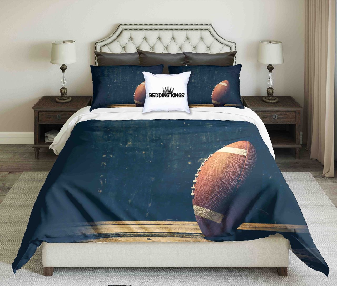 American Football Ball On Dark Background Design | kings3D Customized Duvet Cover Bedding Sets