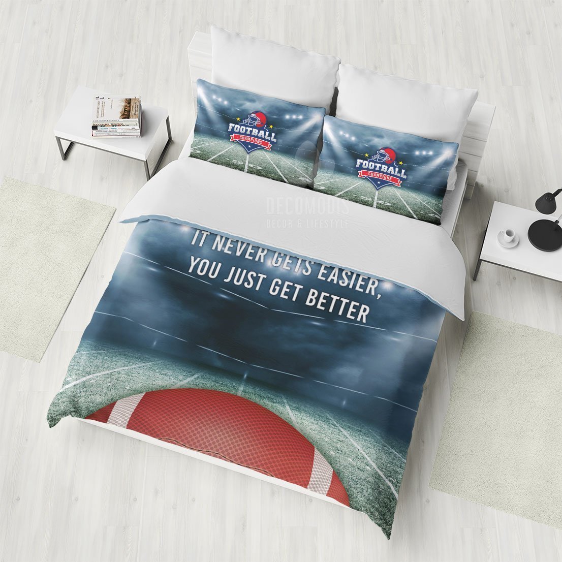 American Football Bedding Set, Sport Bedspread, Football Duvet Cover, Inspirational Quote Bedding Set