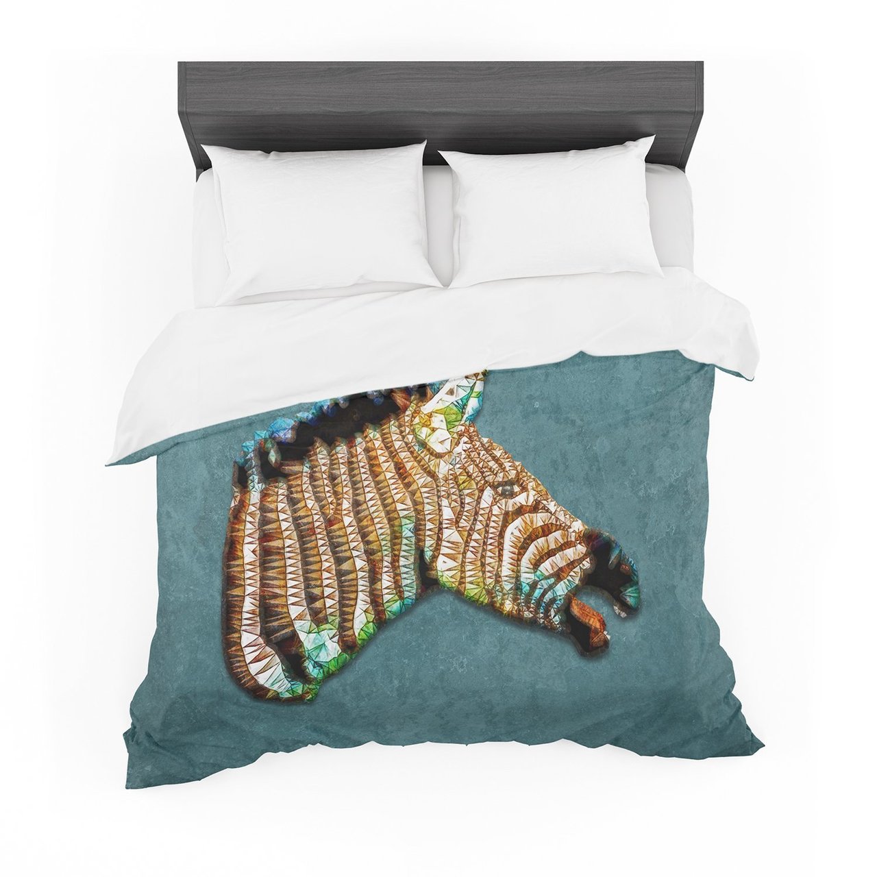 Ancello ‘Laughing Zebra’ Teal Featherweight3D Customized Duvet Cover Bedding Sets