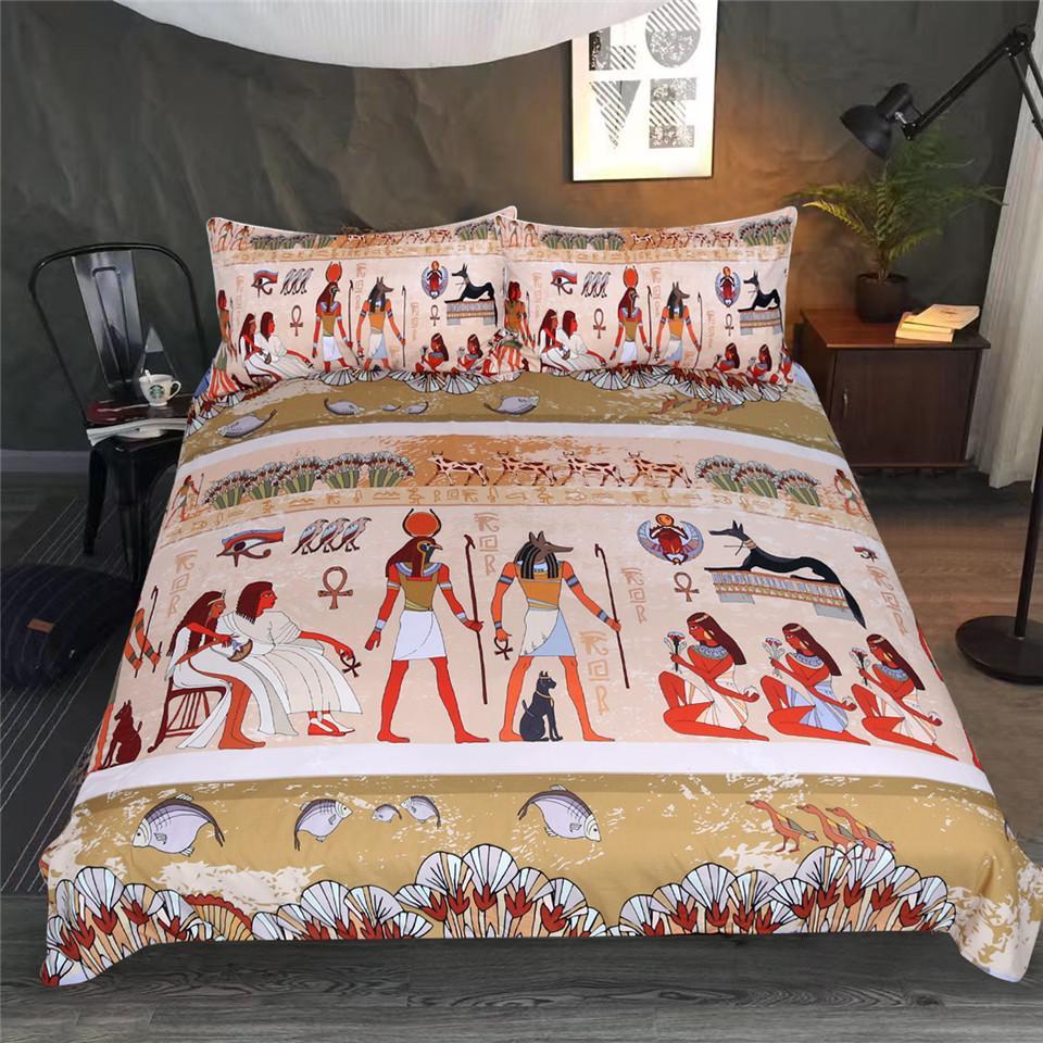 Ancient Egyptian Hieroglyphs 3D Customized Duvet Cover Bedding Sets