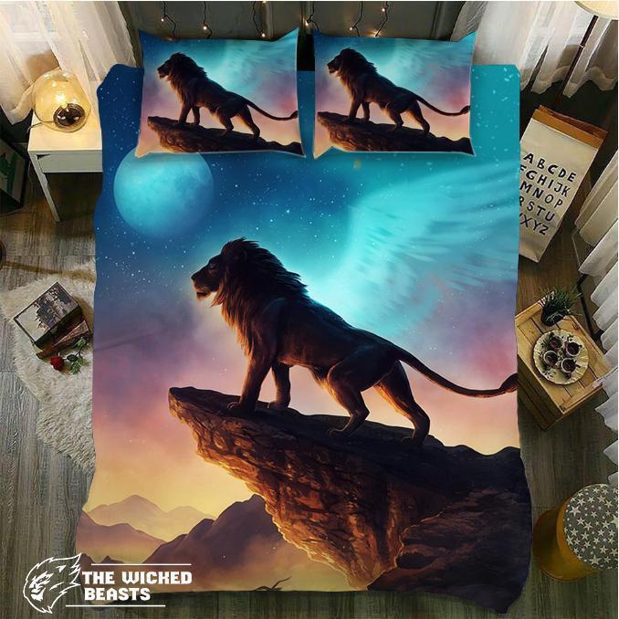 Angel Lion Before The Moon3D Customized Duvet Cover Bedding Sets