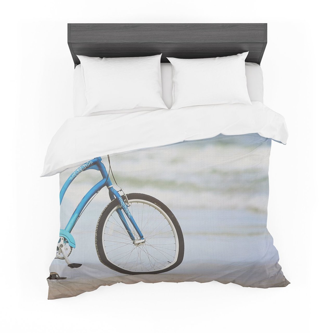 Angie Turner ‘Beach Bike’ Blue Gray Featherweight3D Customized Duvet Cover Bedding Sets