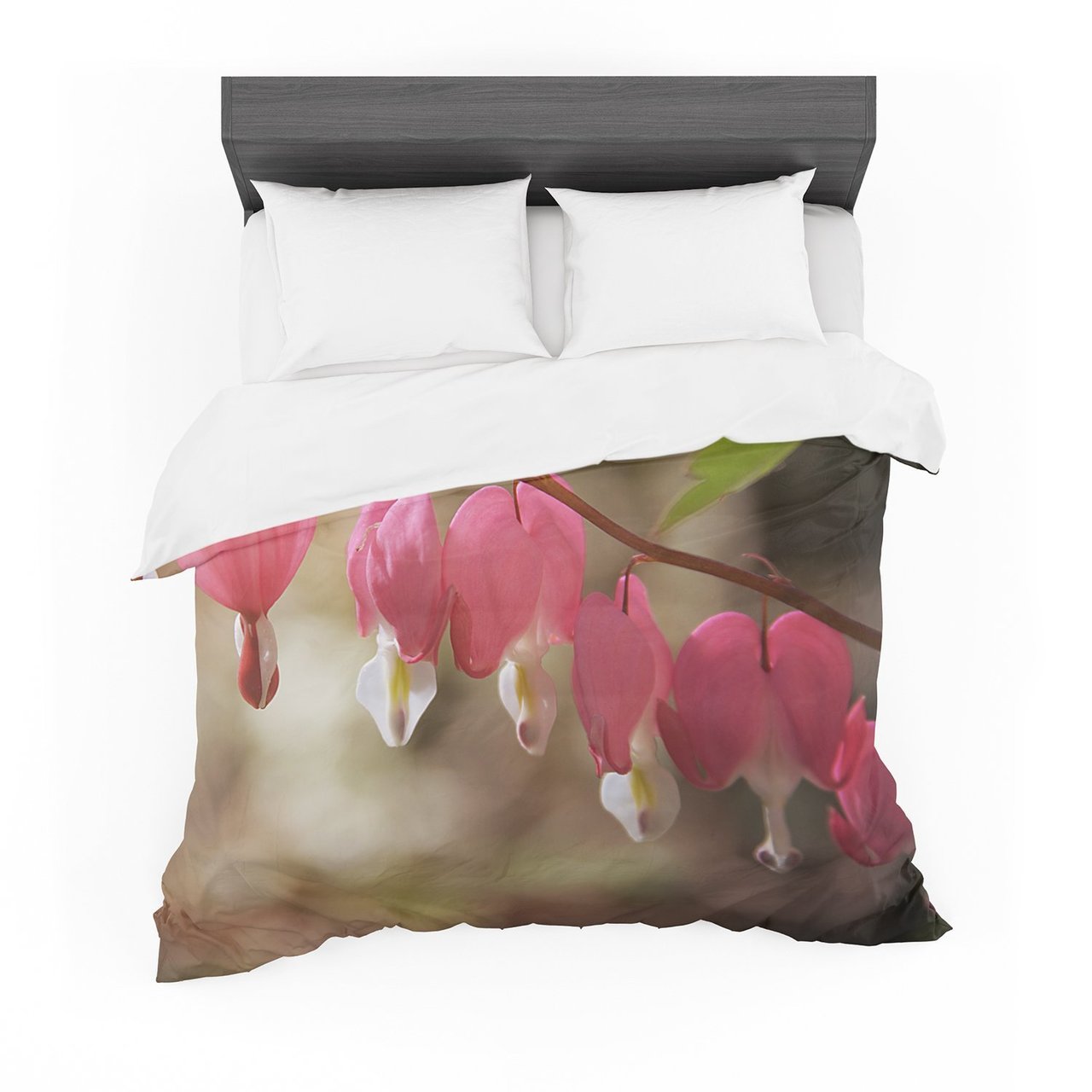 Angie Turner ‘Bleeding Hearts’ Pink Flower Featherweight3D Customized Duvet Cover Bedding Sets