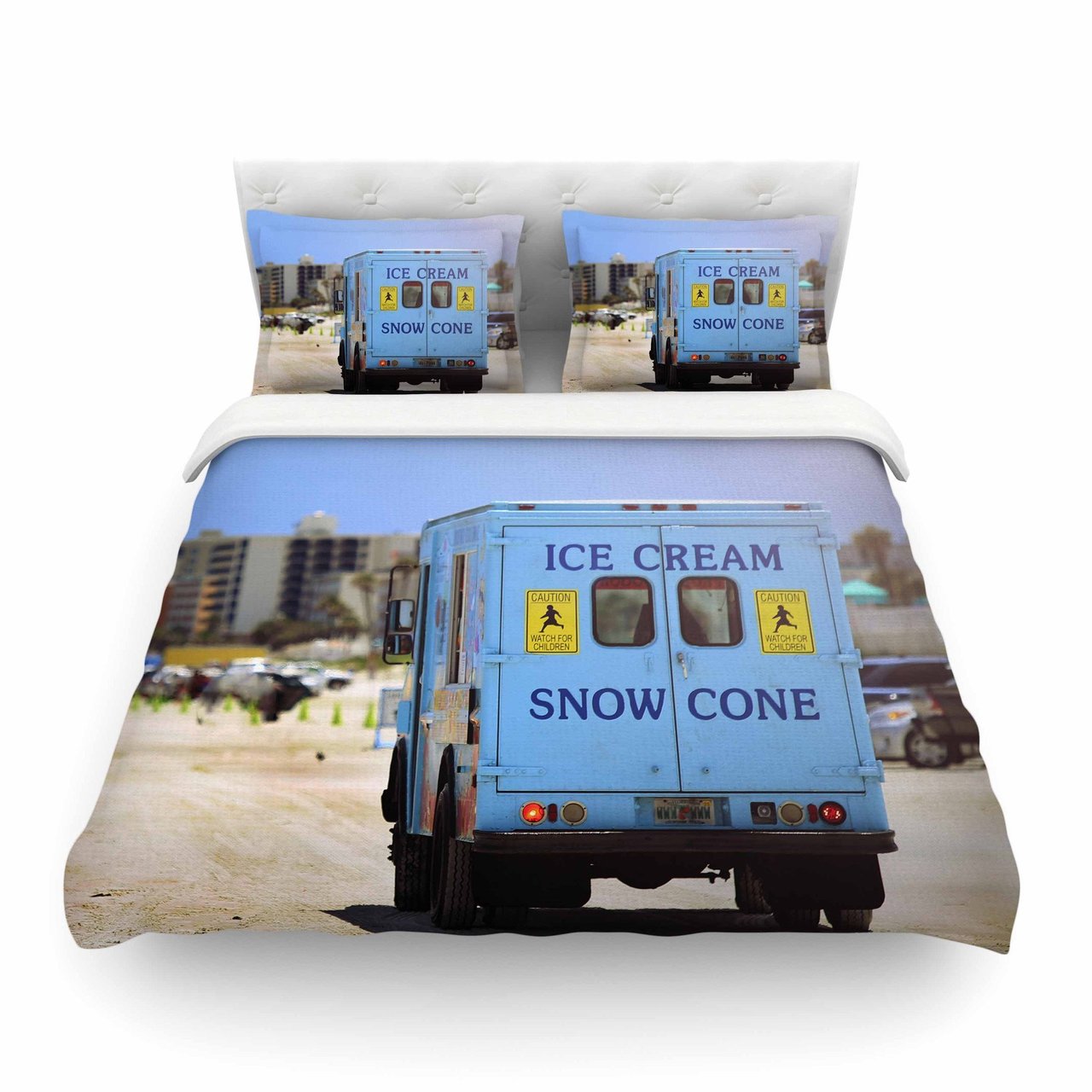 Angie Turner ‘Ice Cream Truck’ Blue Yellow Featherweight3D Customized Duvet Cover Bedding Sets