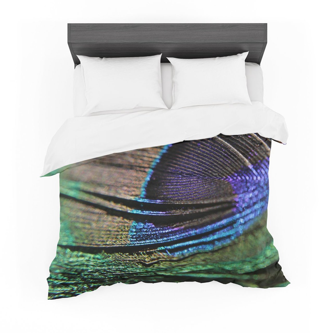 Angie Turner ‘Peacock Feather’ Green Blue Featherweight3D Customized Duvet Cover Bedding Sets