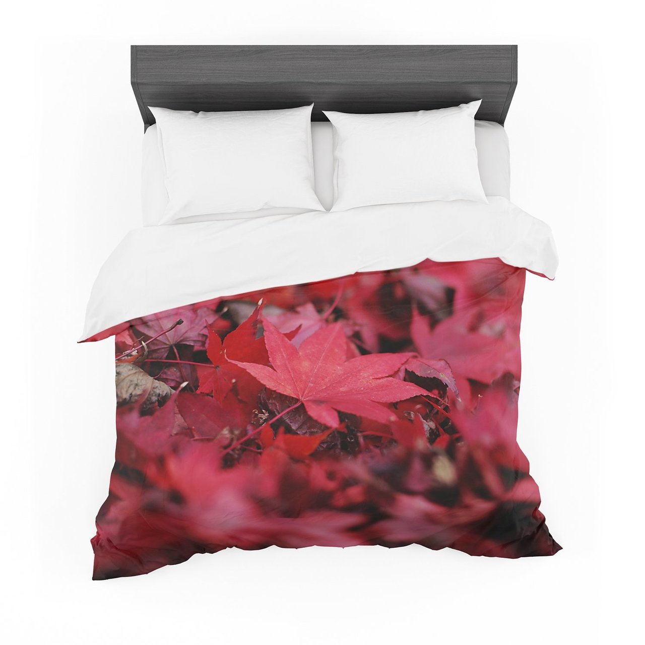 Angie Turner ‘Red Leaves’ Maroon Leaf Featherweight3D Customized Duvet Cover Bedding Sets
