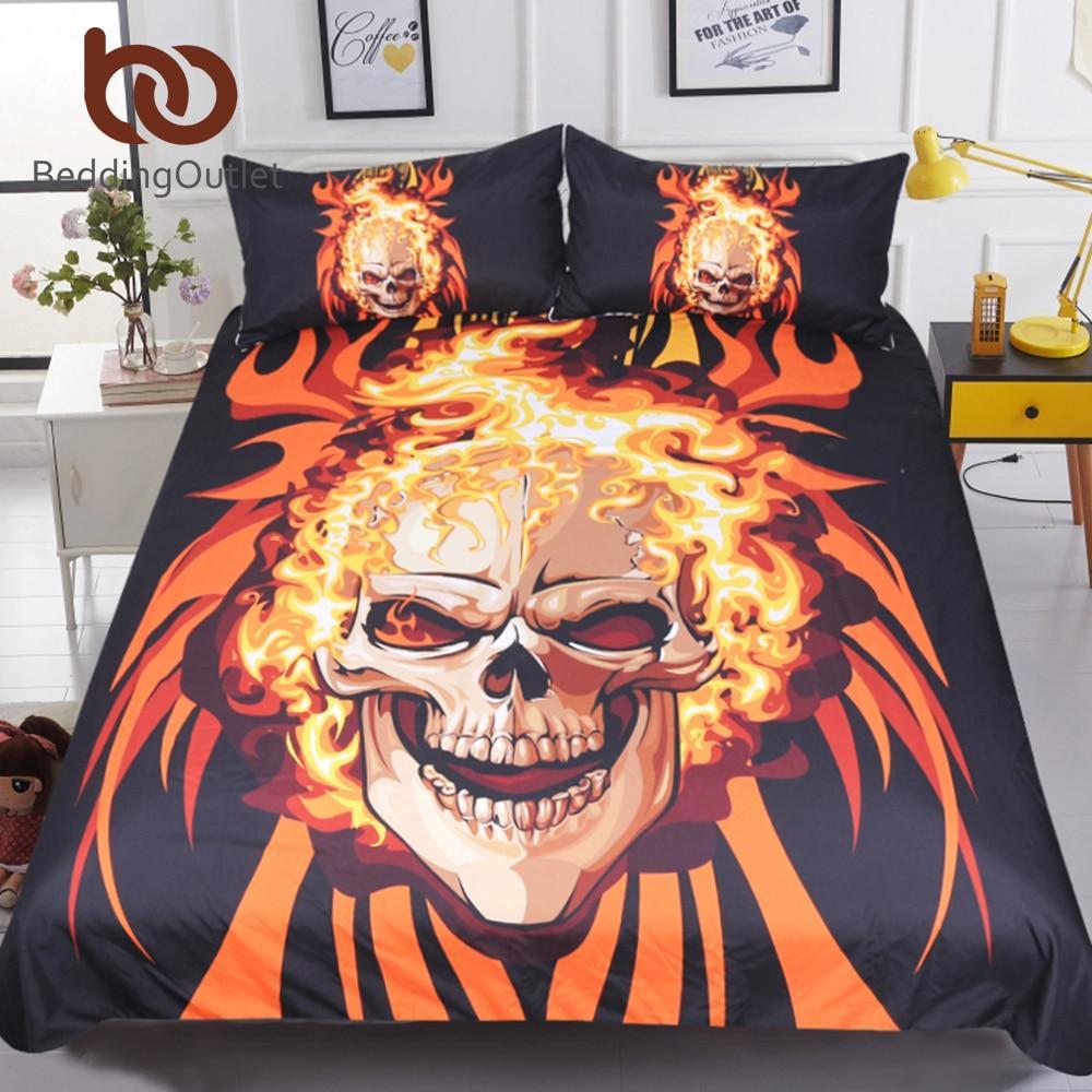 Angrykull King 3D Printed Flame Fire Bedspread Gothic Orange Cartoon Home Textiles3D Customized Duvet Cover Bedding Sets