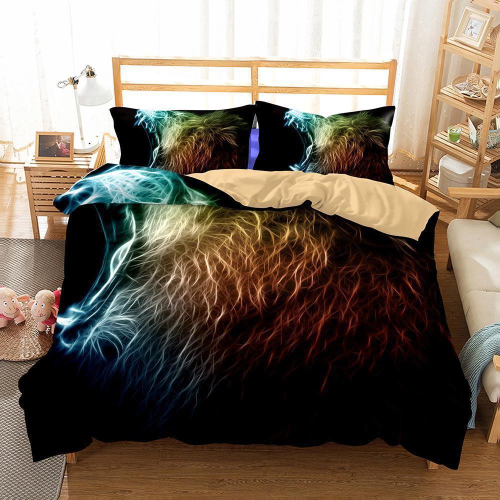 Animal Lion Printed Coveret Comforter Cover Bedroom Pillows Queens3D Customized Duvet Cover Bedding Sets