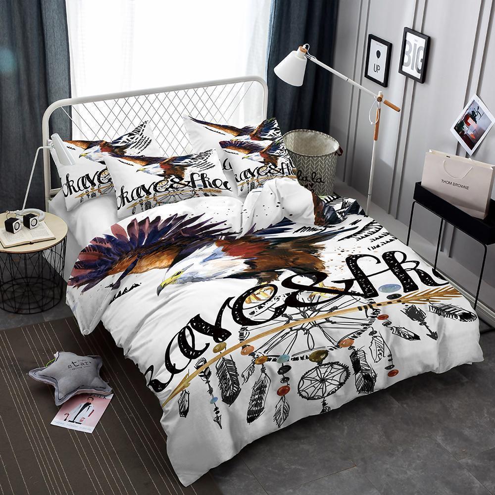 Animal Print White Eagle Hawk 3d King Queenize Design Bed 3D Customized Duvet Cover Bedding Sets