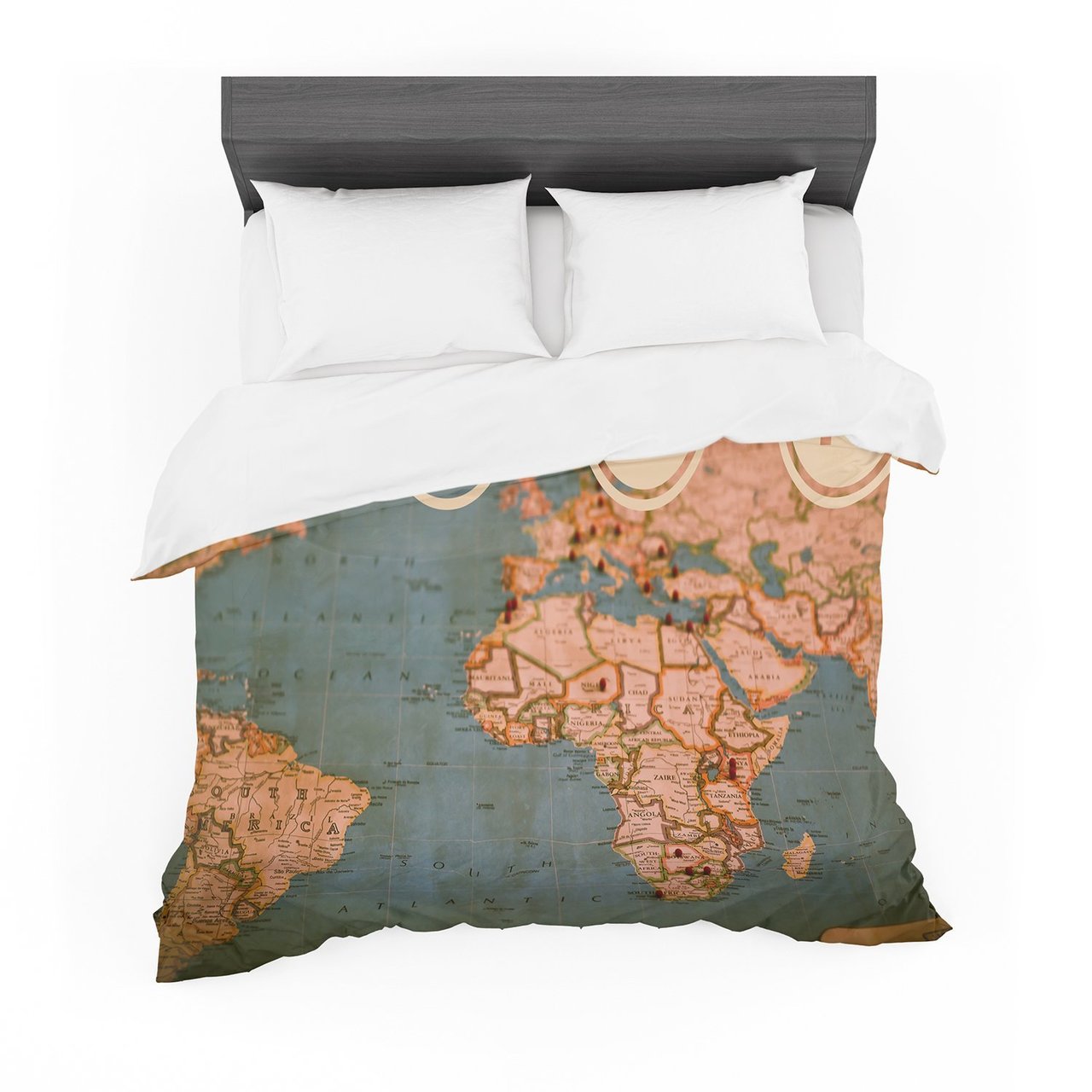 Ann Barnes ‘Roam II’ World Map Featherweight3D Customized Duvet Cover Bedding Sets
