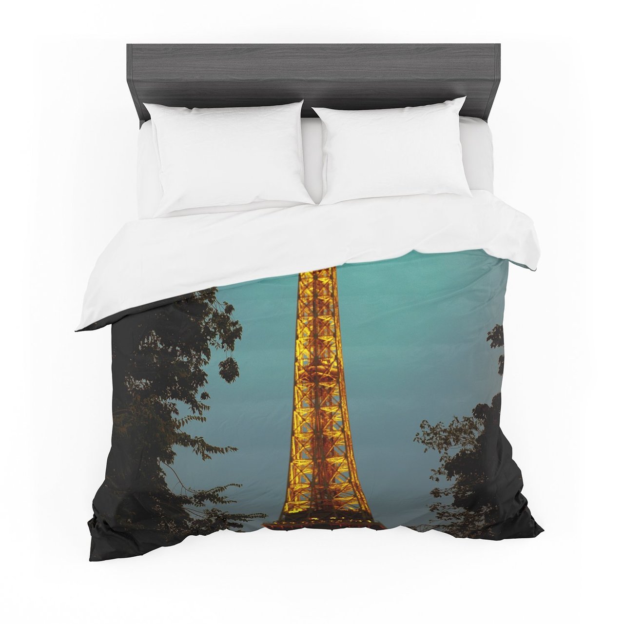 Ann Barnes ‘Tour Eiffel’ Blue Gold Featherweight3D Customized Duvet Cover Bedding Sets