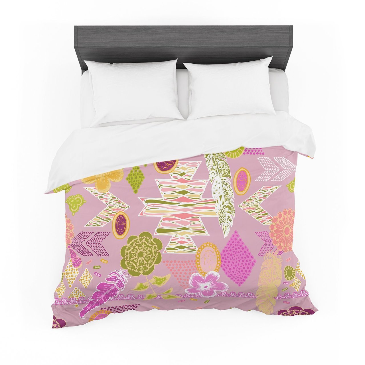 Annelineophia ‘Aztec Boho’ Yellow Blue Featherweight3D Customized Duvet Cover Bedding Sets