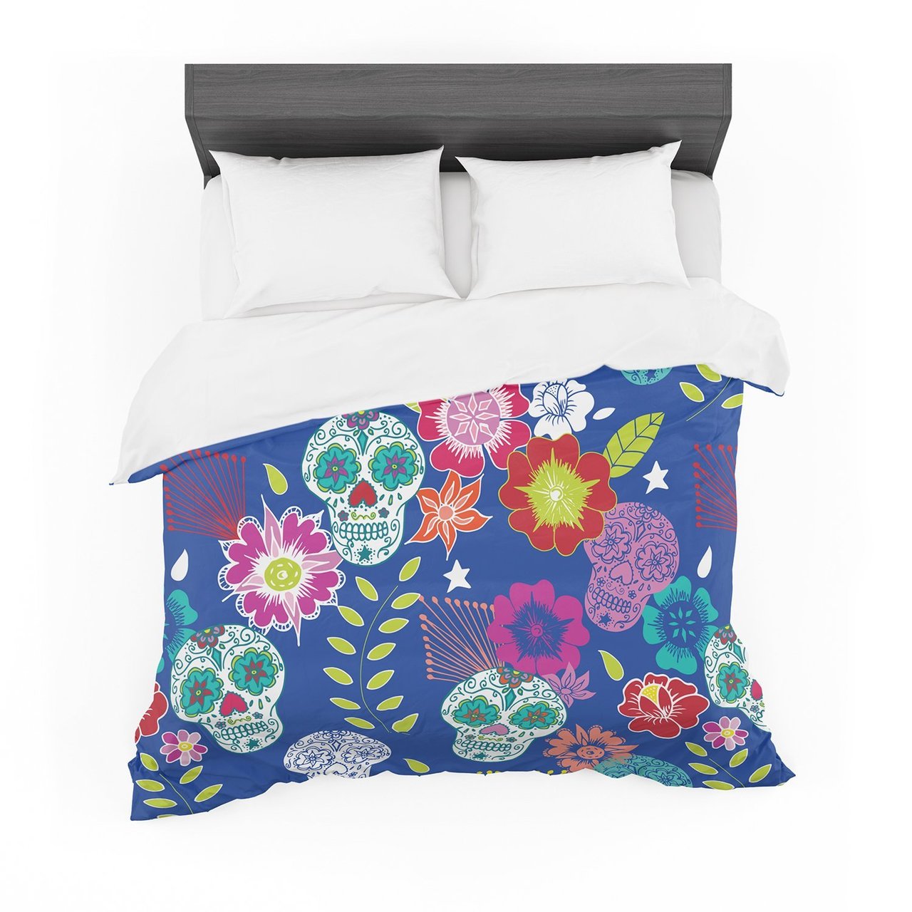 Annelineophia ‘Day of the Dead’ Blue Aztec Featherweight3D Customized Duvet Cover Bedding Sets