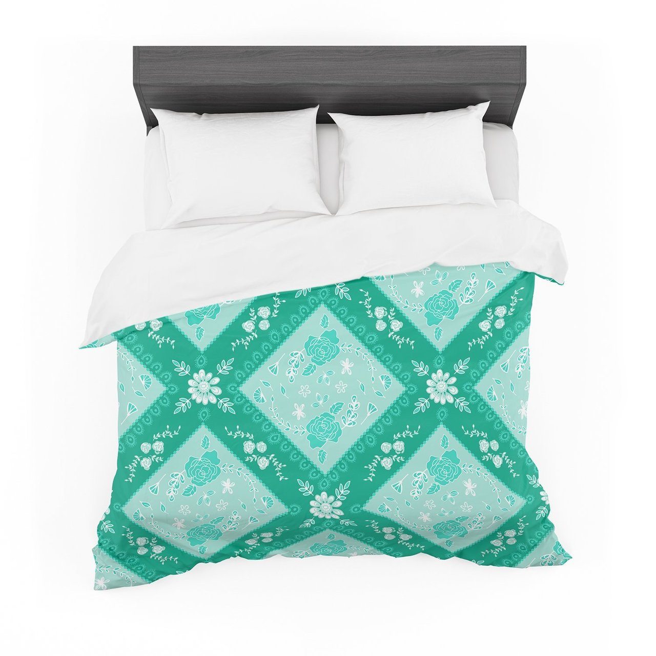 Annelineophia ‘Diamonds Mint’ Greeneafoam Featherweight3D Customized Duvet Cover Bedding Sets