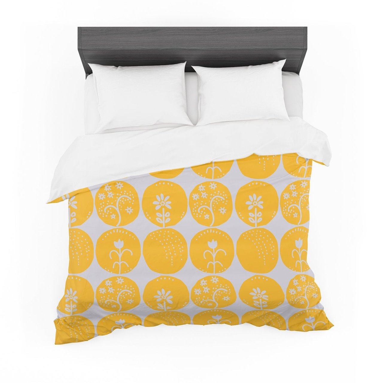 Annelineophia ‘Dotty Papercut Yellow’ Circles Gray Featherweight3D Customized Duvet Cover Bedding Sets