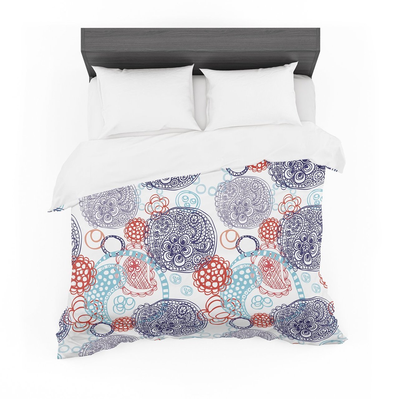 Annelineophia ‘Lacy Ying Yang’ Blue Featherweight3D Customized Duvet Cover Bedding Sets