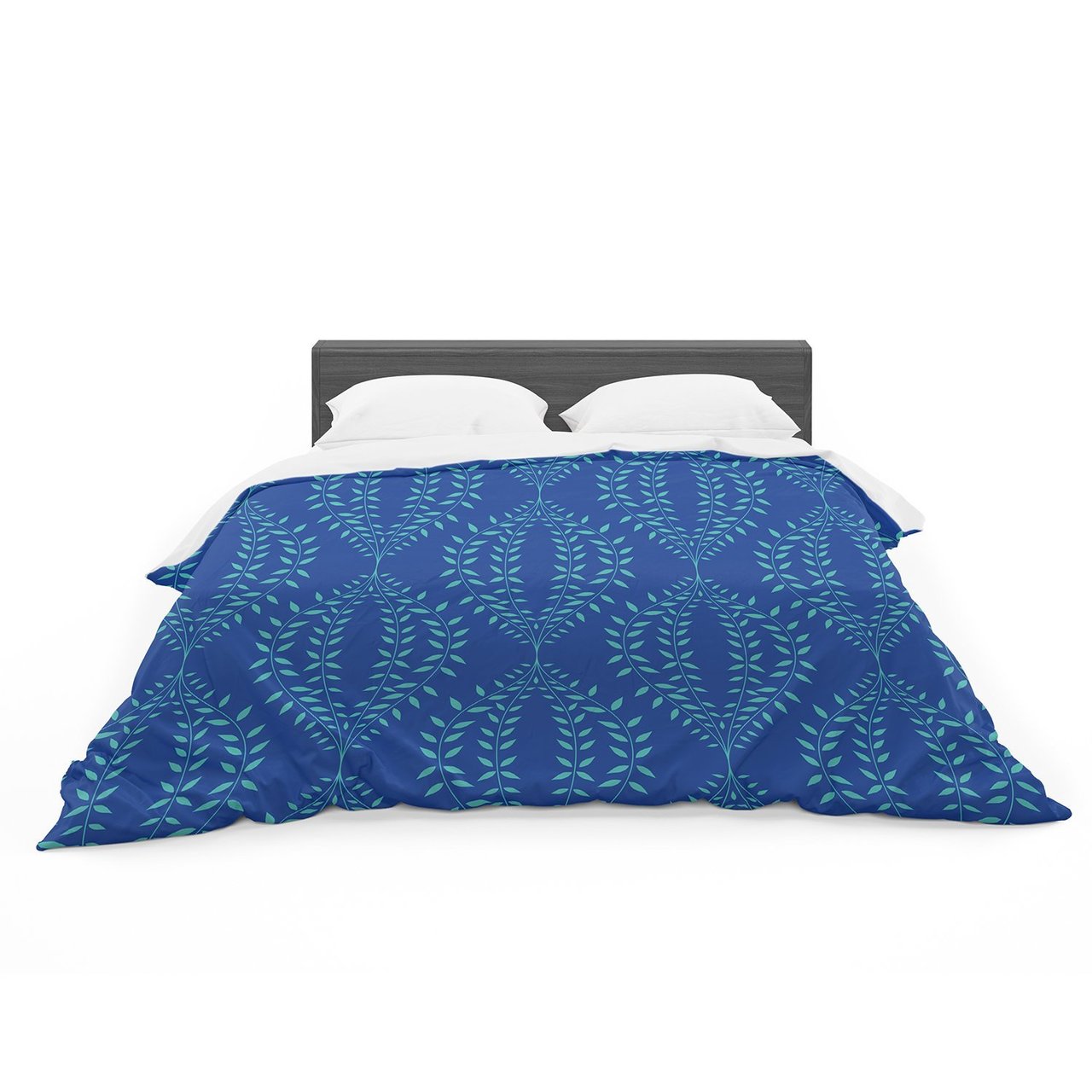 Annelineophia ‘Laurel Leaf Blue’ Navy Floral Featherweight3D Customized Duvet Cover Bedding Sets