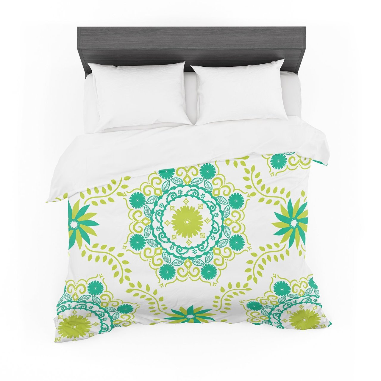 Annelineophia ‘Let’s Dance Green’ Teal Floral Featherweight3D Customized Duvet Cover Bedding Sets