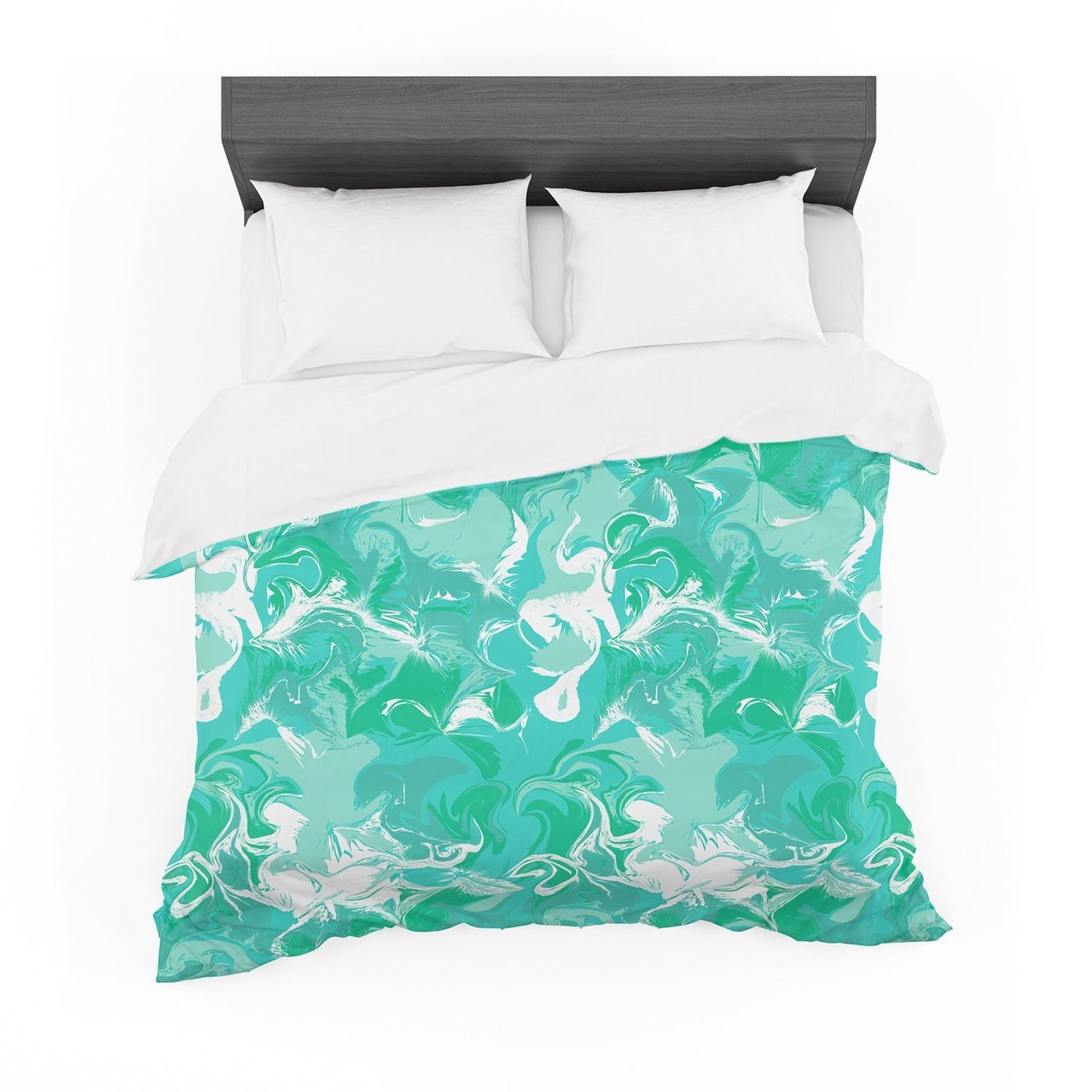 Annelineophia ‘Marbleized Ineafoam’ Teal Aqua Featherweight3D Customized Duvet Cover Bedding Sets