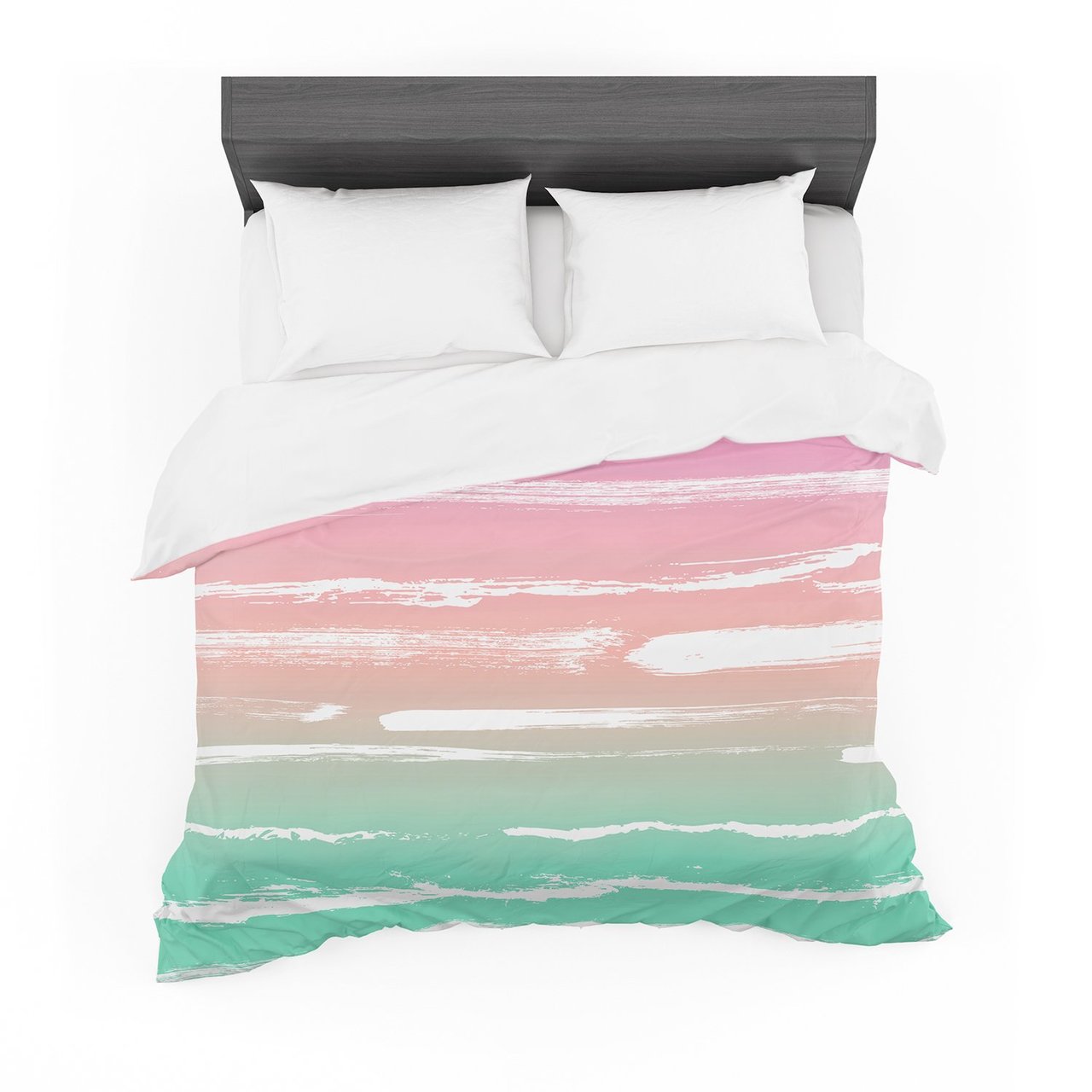 Annelineophia ‘Paintedtripes Pink’ Green PinkFeatherweight3D Customized Duvet Cover Bedding Sets