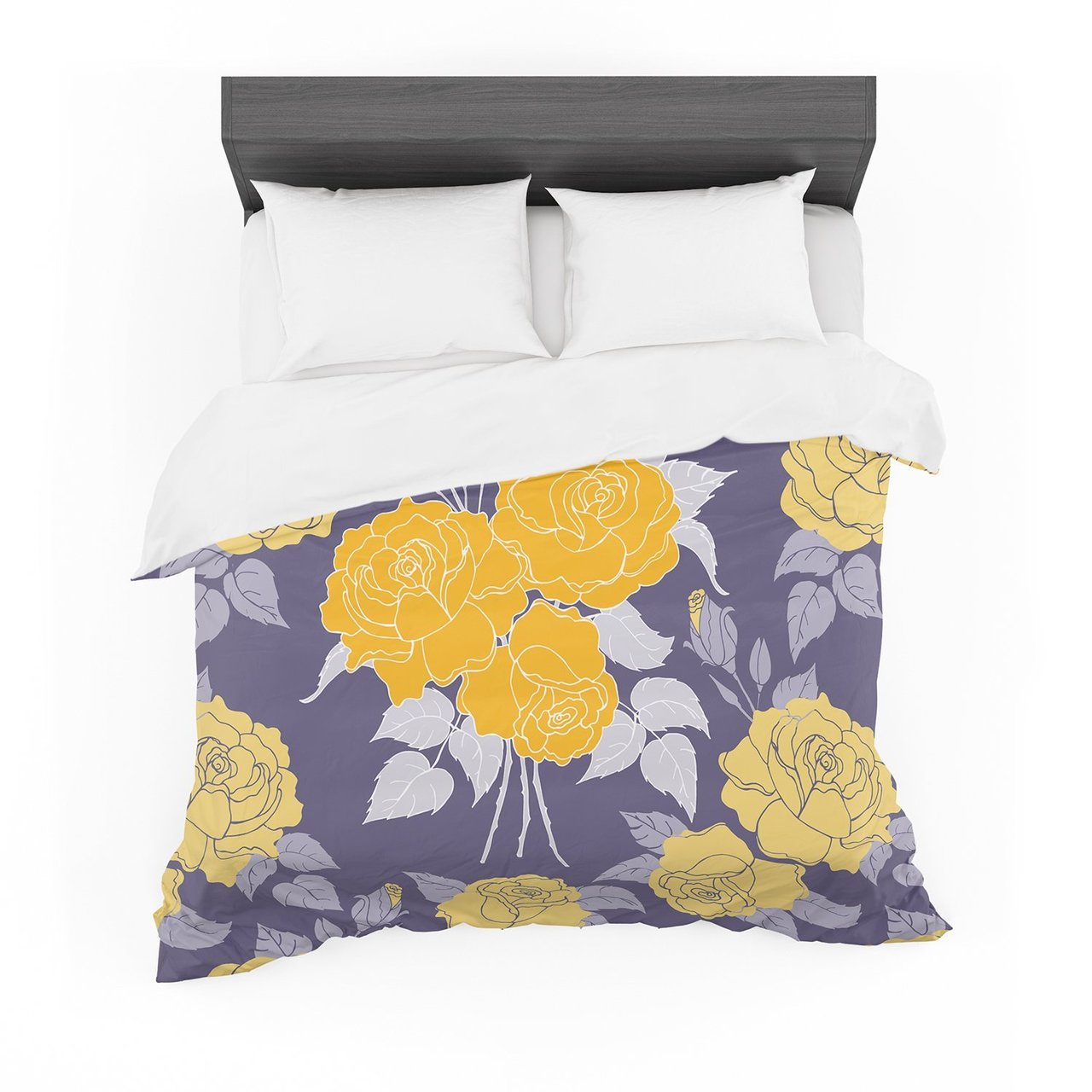 Annelineophia ‘Summer Rose Yellow’ Purple Lavender Featherweight3D Customized Duvet Cover Bedding Sets