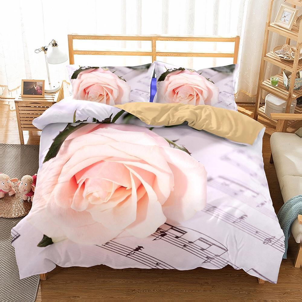 Apricot Rose On Musicheet 3D Customized Duvet Cover Bedding Sets