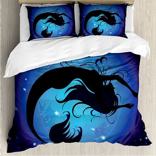 Aquatic Girl Moon Sky Duvet Cover Set