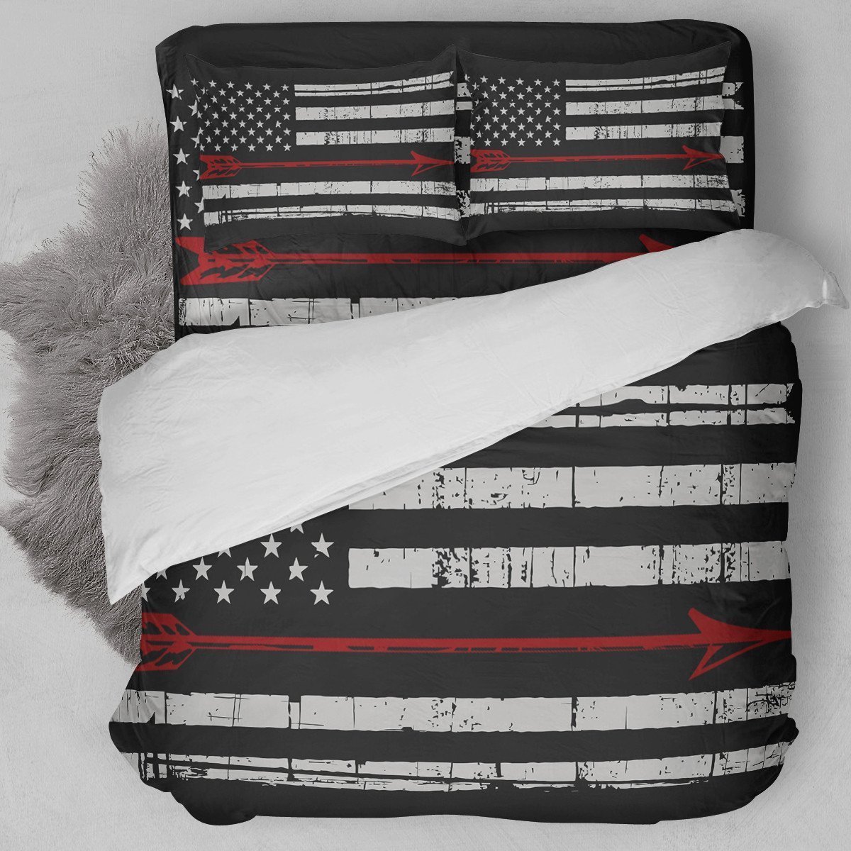 Archery American Flag Red Bedding Set