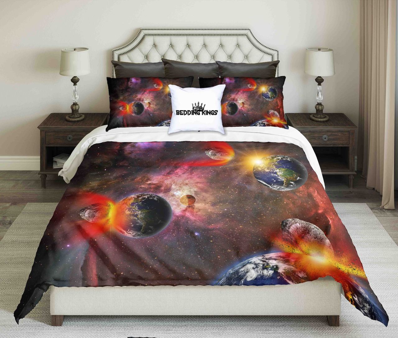 Attack Of The Asteroid On The Earth Design | kings3D Customized Duvet Cover Bedding Sets