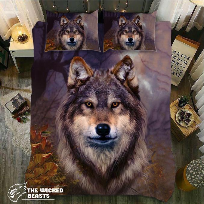 Autumn Wolf3D Customized Duvet Cover Bedding Sets