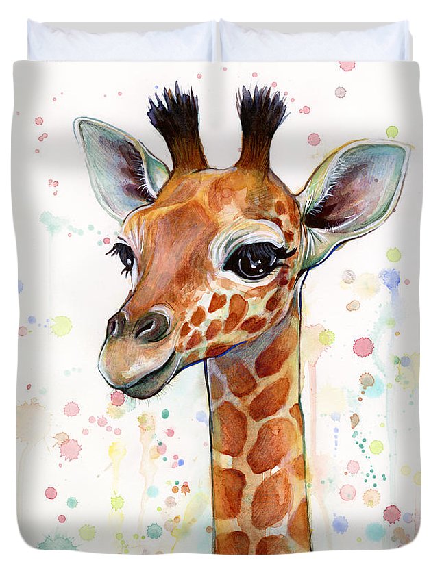 Baby Giraffe Watercolor 3D Customized Duvet Cover Bedding Sets