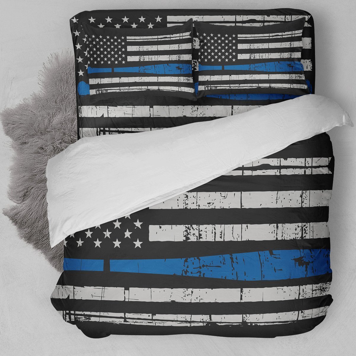 Baseball American Flag Blue Bedding Set
