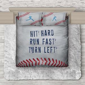 baseball hit hard run fast turn left inspirational quote port top preview of the 3D Customized Duvet Cover Bedding Sets