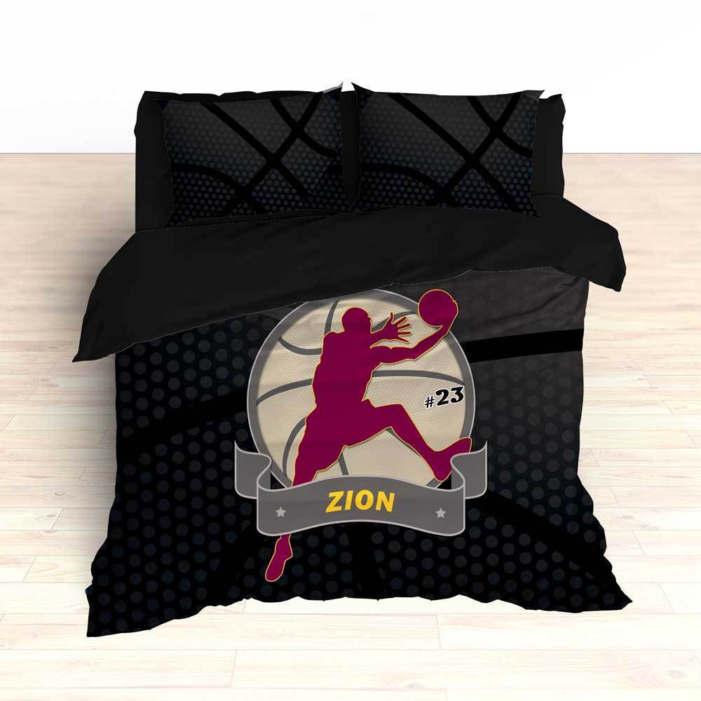 Basketball Bedding Black and Maroon