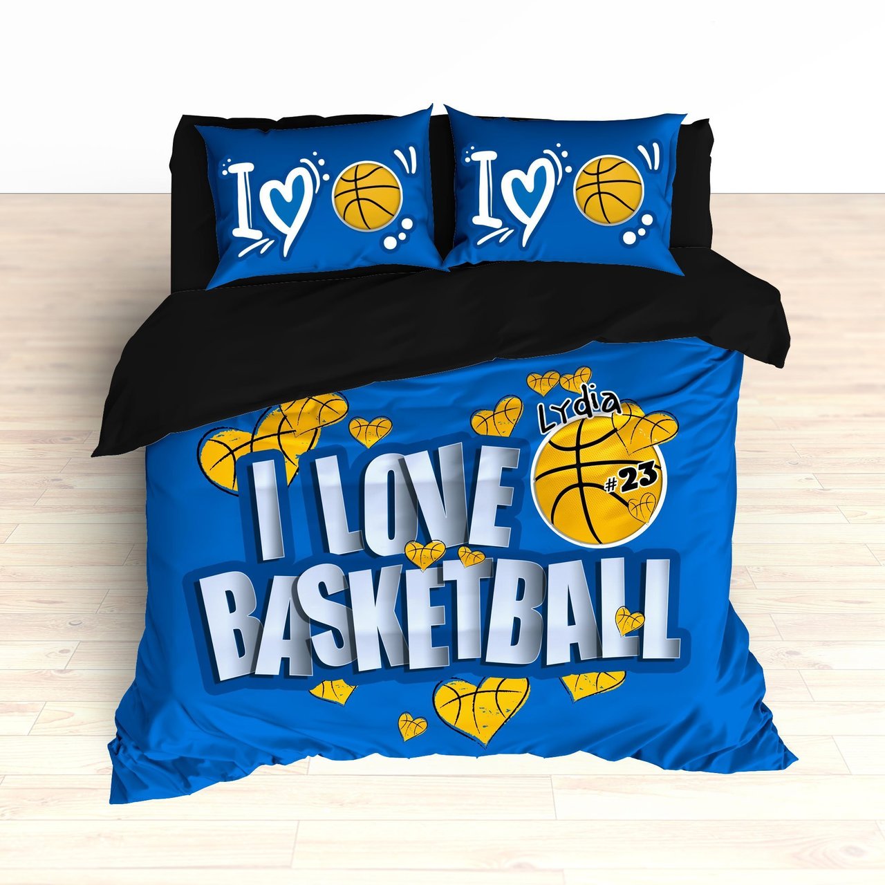 Basketball Hearts Bedding, Personalized, I Love Basketball, Basketball Duvet or Comforter